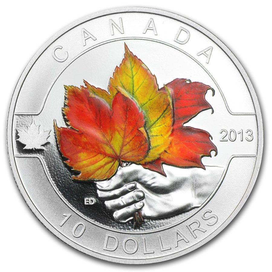 2013 Canada 1/2 oz Silver $10 Maple Leaf Painted (Coin Only)