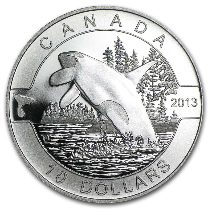 2013 Canada 1/2 oz Silver $10 Orca (w/Box & COA)