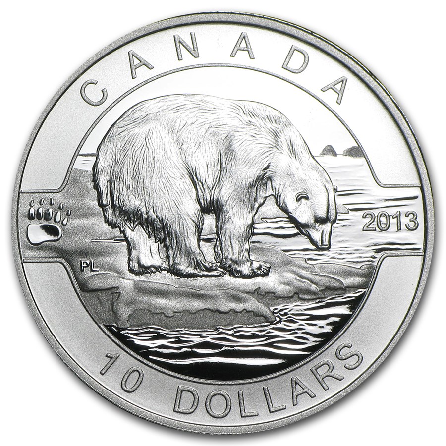 2013 Canada 1/2 oz Silver $10 Polar Bear (w/Box & COA)