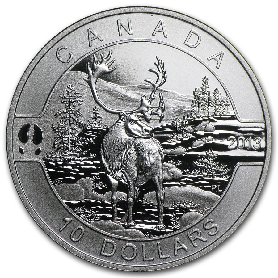 2013 Canada 1/2 oz Silver $10 The Caribou (w/Box & COA)