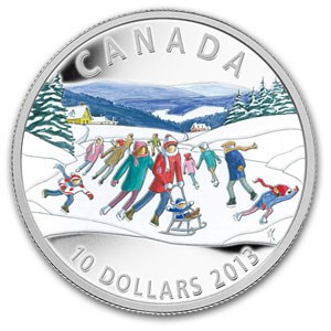2013 Canada 1/2 oz Silver $10 Winter Scene Ice Skating 2013 Canada 1/2 oz Silver $10 Winter Scene Ice Skating