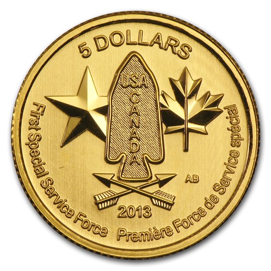 2013 Canada 1/4 oz Gold $5 Special Service Force BU 2013 Canada 1/4 oz Gold $5 Special Service Force BU