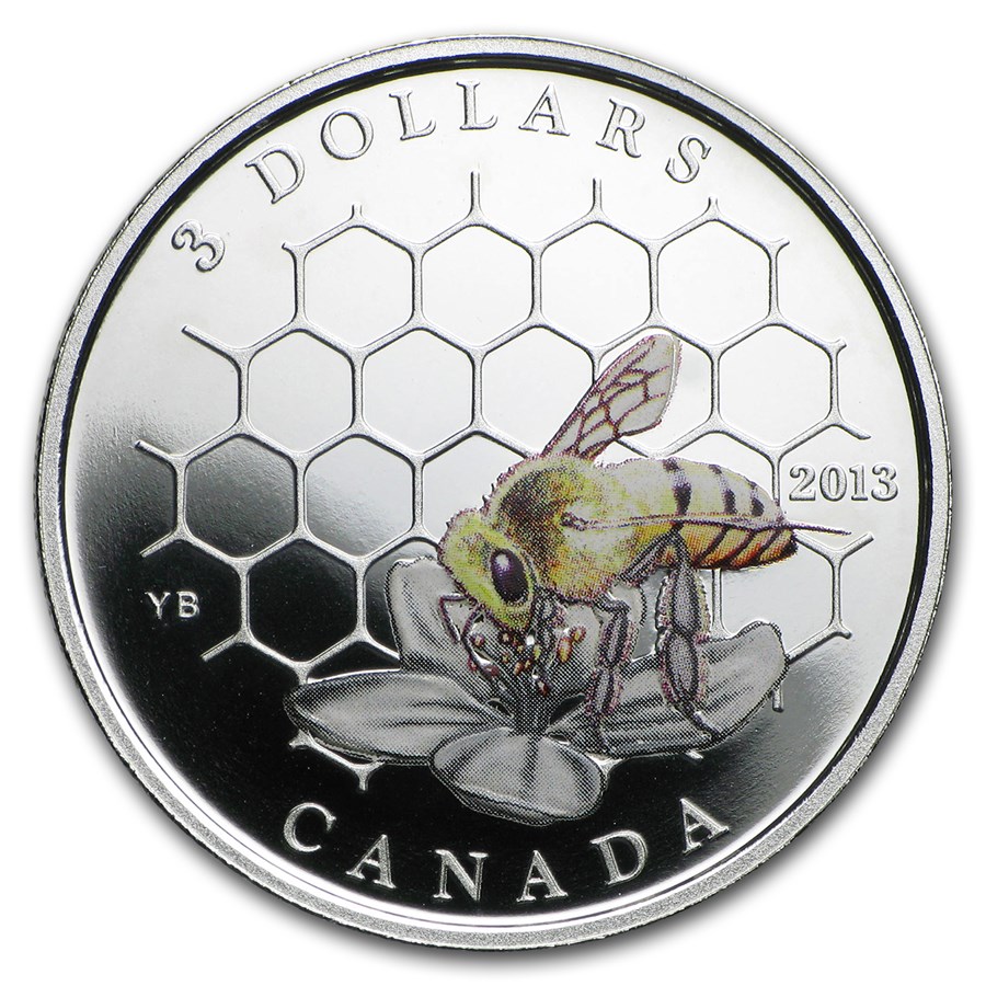 2013 Canada 1/4 oz Silver $3 Animal Architects Bee & Hive