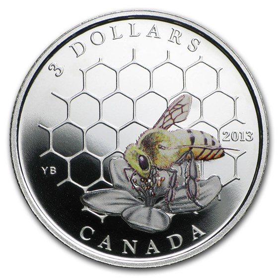 2013 Canada 1/4 oz Silver $3 Animal Architects Bee & Hive 2013 Canada 1/4 oz Silver $3 Animal Architects Bee & Hive