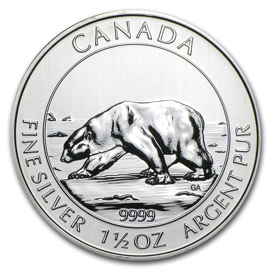 2013 Canada 1.5 oz Silver $8 Polar Bear BU