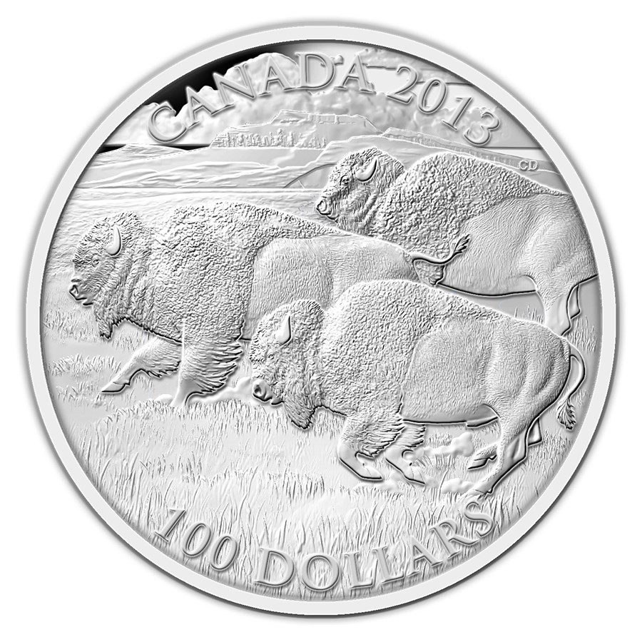 2013 Canada 1 oz Silver $100 Bison Stampede