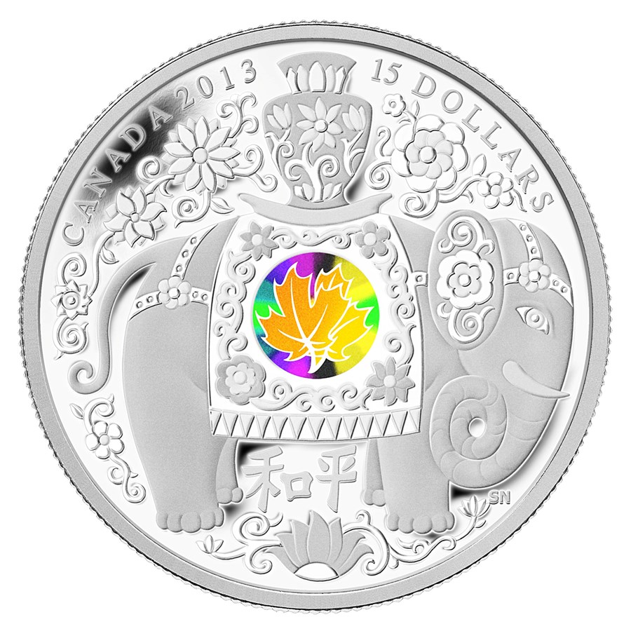 2013 Canada 1 oz Silver $15 Maple of Peace (Hologram)