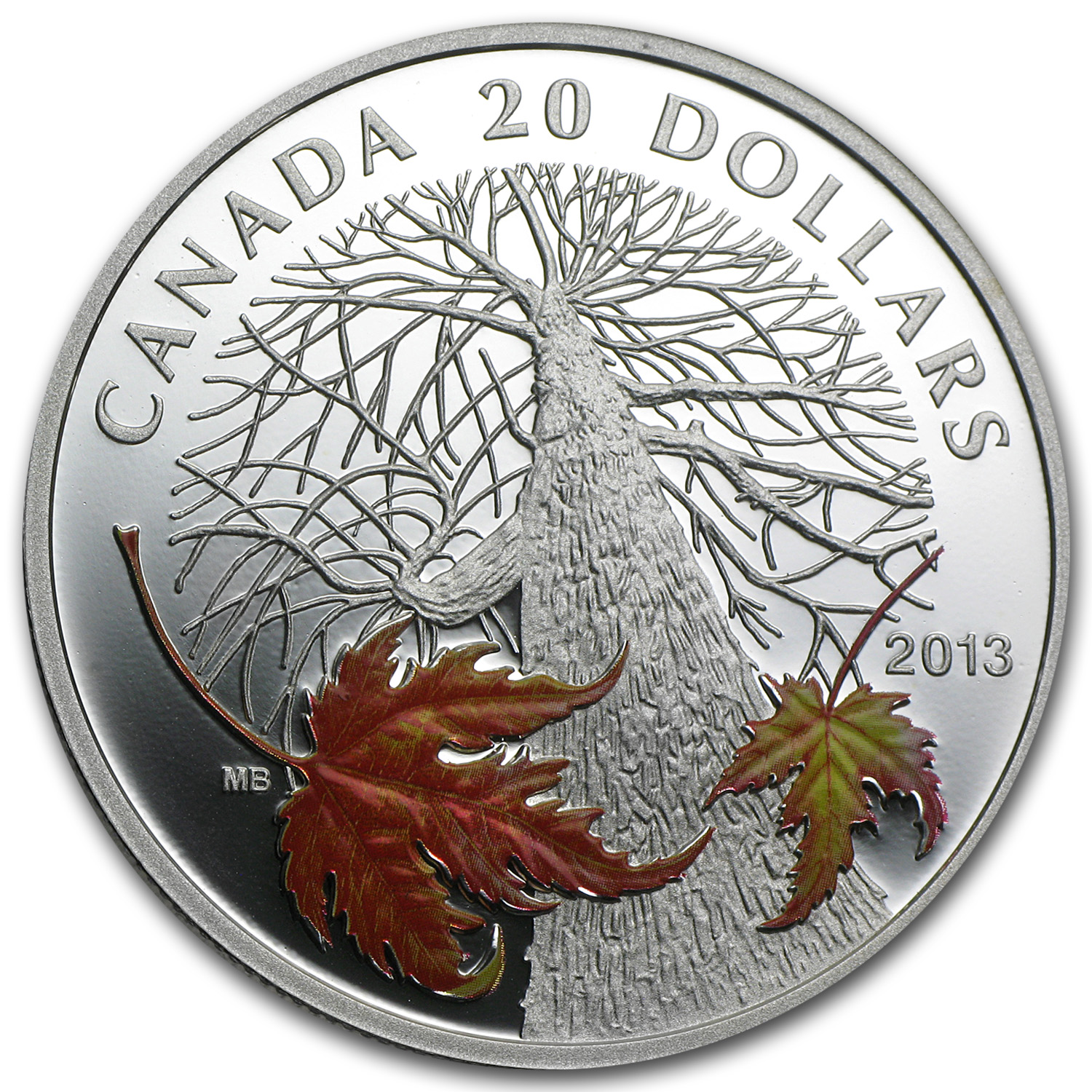 autumn 2013 CANADA Maple Canopy colorized $20 99.99% silver 