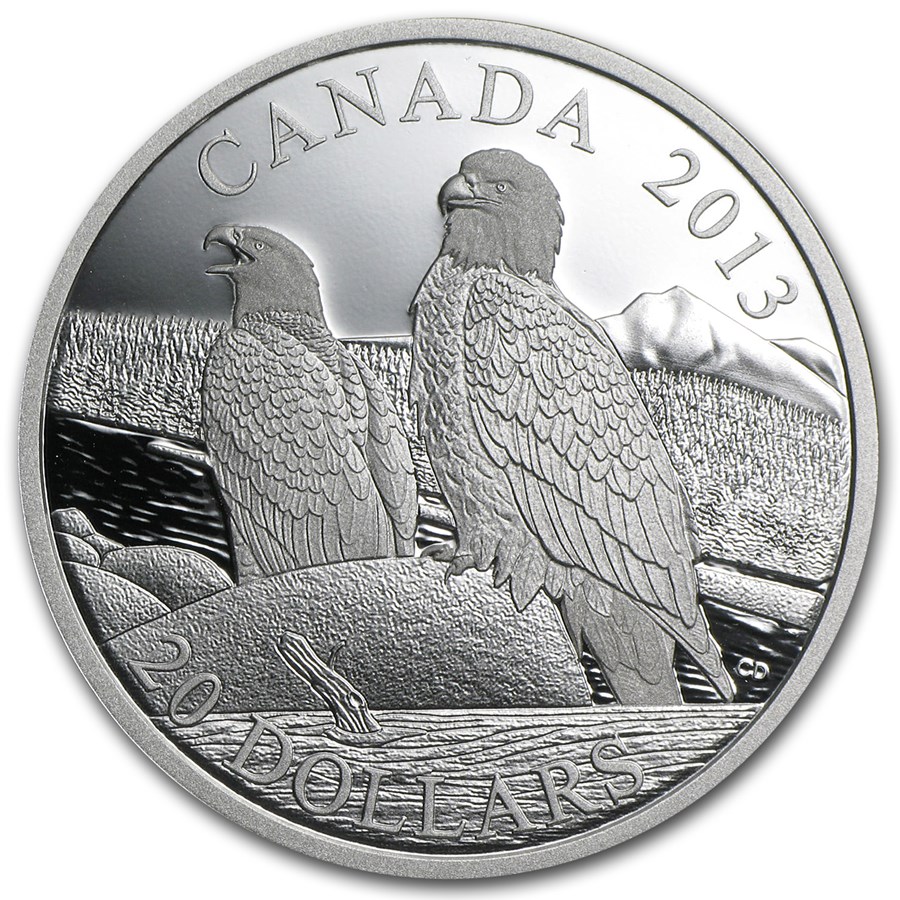 2013 Canada 1 oz Silver $20 The Bald Eagle Lifelong Mates