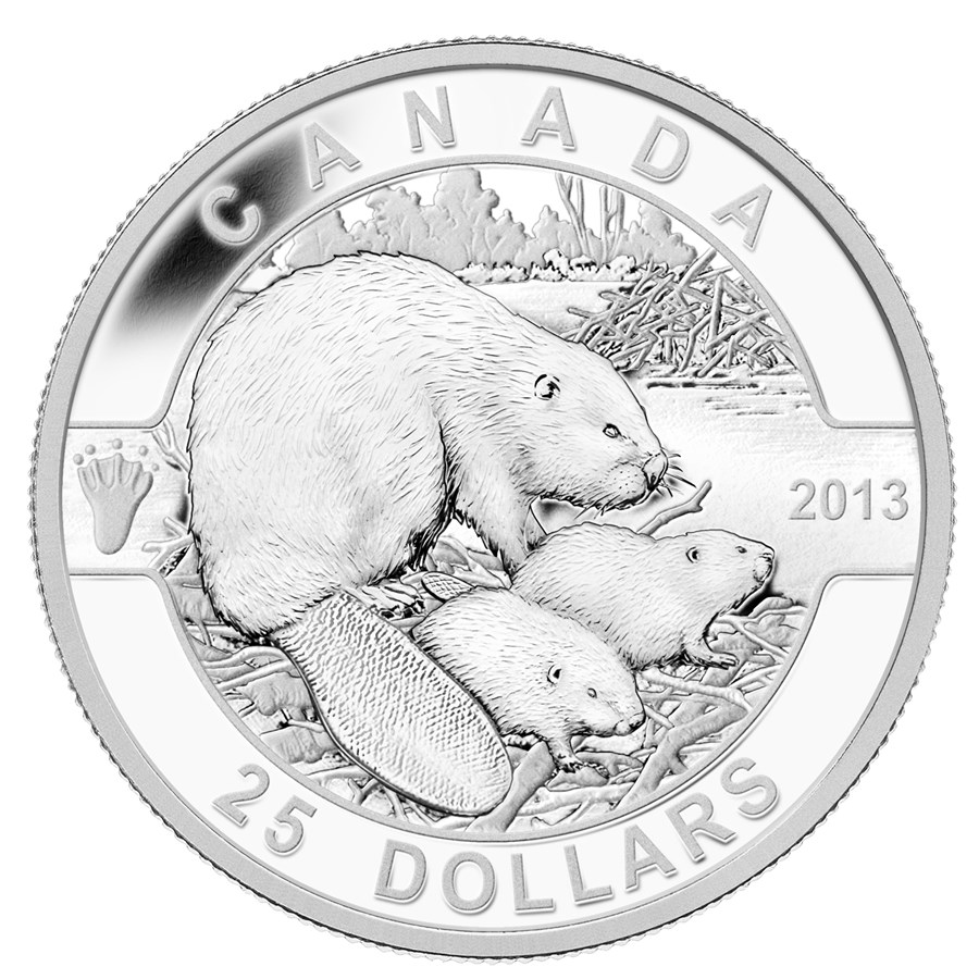 2013 Canada 1 oz Silver $25 The Beaver Family