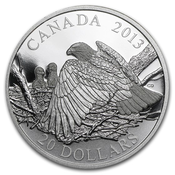 2013 Canada 1 oz Silver Bald Eagle Mother Protecting Her Eaglets 2013 Canada 1 oz Silver Bald Eagle Mother Protecting Her Eaglets