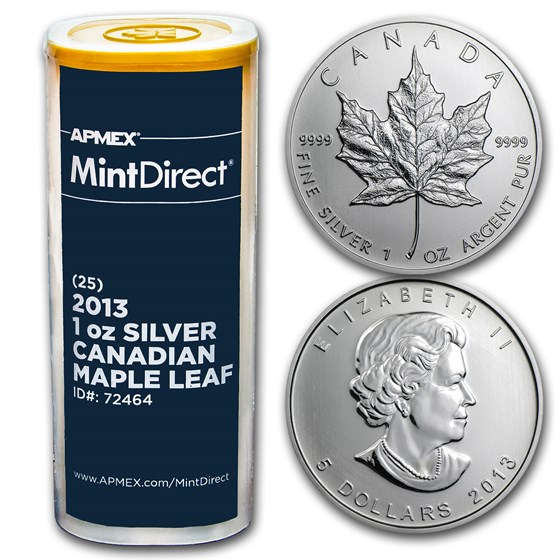 2013 Canada 1 oz Silver Maple Leaf (25-Coin MintDirect® Tube) 2013 Canada 1 oz Silver Maple Leaf (25-Coin MintDirect® Tube)