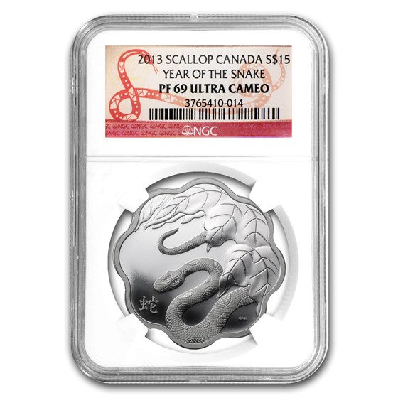2013 Canada Proof Silver $15 Lunar Lotus Snake PF-69 NGC 2013 Canada Proof Silver $15 Lunar Lotus Snake PF-69 NGC