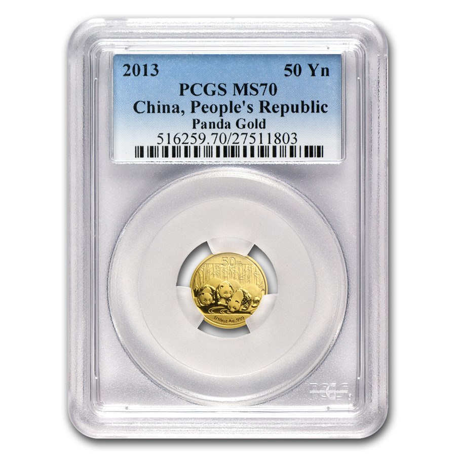 2013 China 1/10 oz Gold Panda MS-70 PCGS