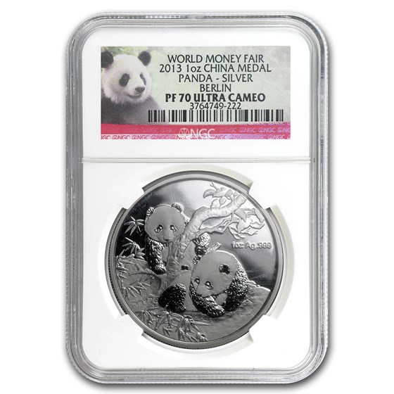 2013 China 1 oz Silver Panda Berlin Money Fair PF-70 NGC