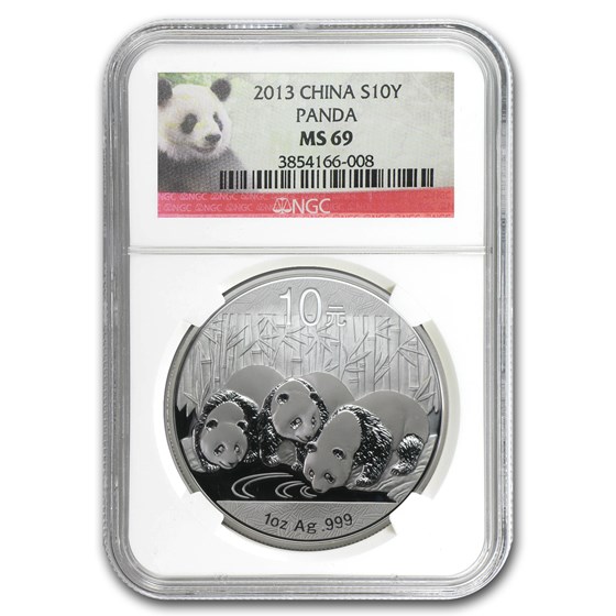 2013 China 1 oz Silver Panda MS-69 NGC