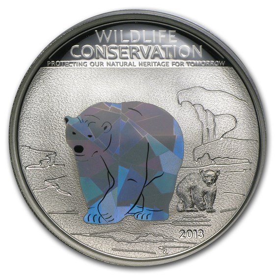 2013 Cook Islands Silver Wildlife Conservation Polar Bear Prism