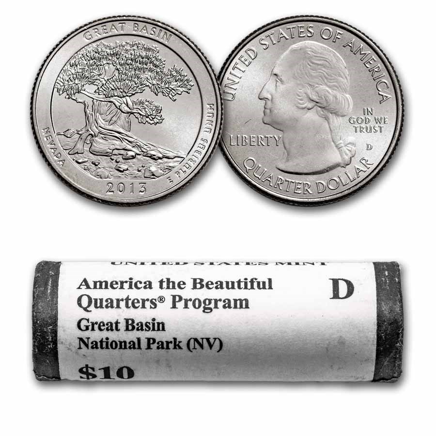 2013-D ATB Quarter Great Basin 40-Coin Roll BU (Mint Wrapped)