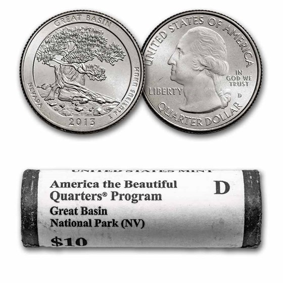 2013-D ATB Quarter Great Basin 40-Coin Roll BU (Mint Wrapped) 2013-D ATB Quarter Great Basin 40-Coin Roll BU (Mint Wrapped)