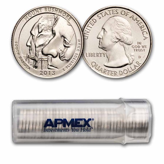 2013-D ATB Quarter Mount Rushmore Memorial 40-Coin Roll BU 2013-D ATB Quarter Mount Rushmore Memorial 40-Coin Roll BU