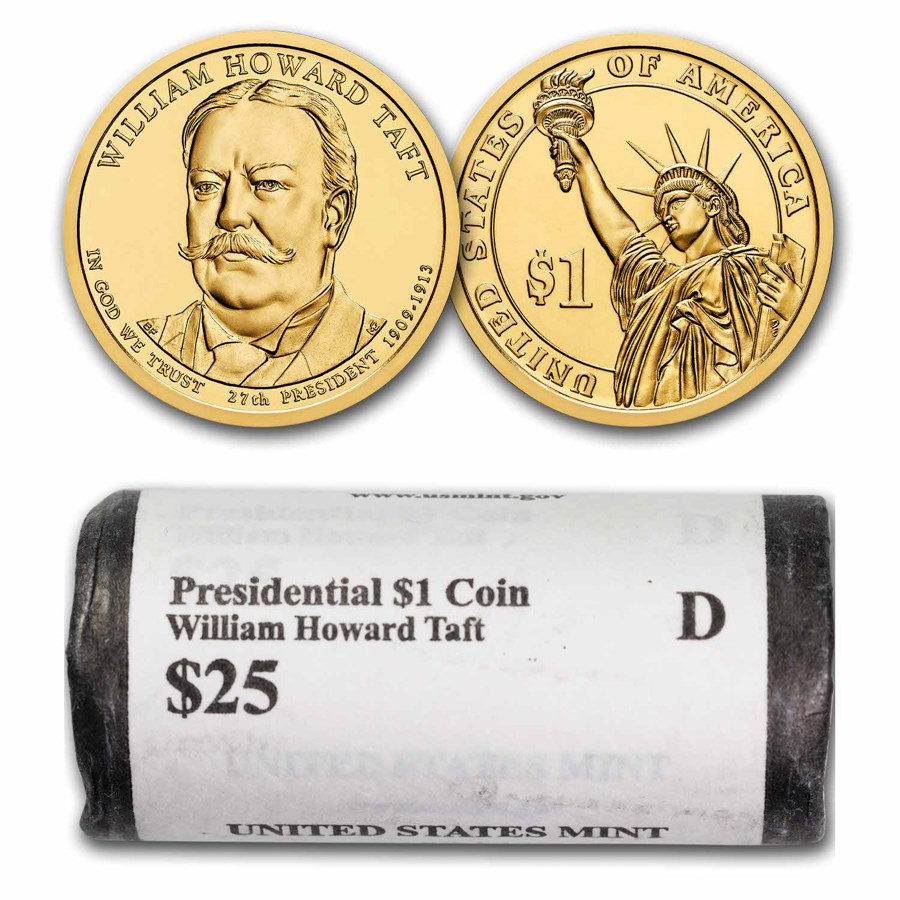 2013-D William Howard Taft 25-Coin Presidential Dollar Roll BU