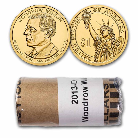 2013-D Woodrow Wilson 25-Coin Presidential Dollar Roll BU 2013-D Woodrow Wilson 25-Coin Presidential Dollar Roll BU