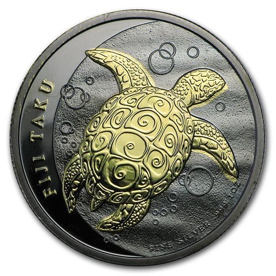 2013 Fiji 1 oz Silver $2 Taku Ruthenium Plated w/24 kt Gold 2013 Fiji 1 oz Silver $2 Taku Ruthenium Plated w/24 kt Gold
