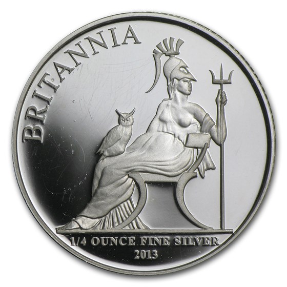 2013 Great Britain 1/4 oz Silver Britannia Proof (Abrasions)