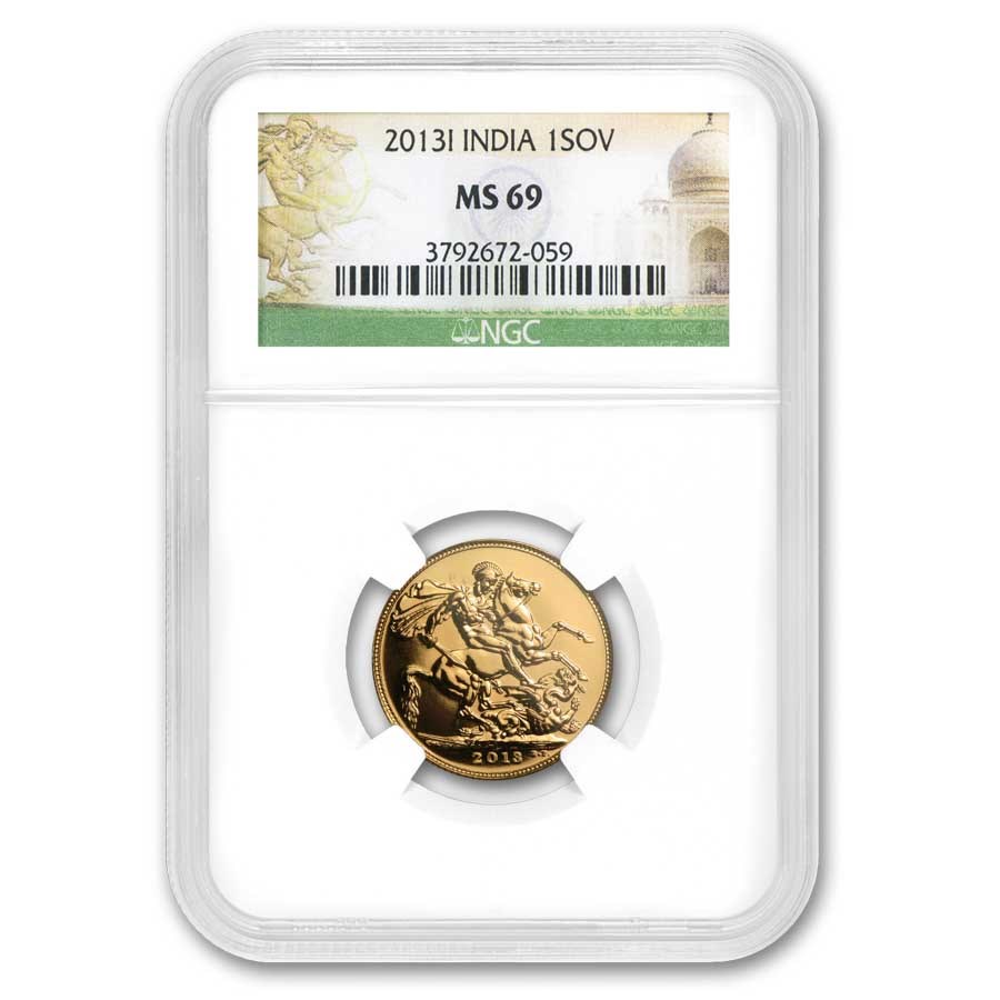 2013-I India Gold Sovereign MS-69 NGC