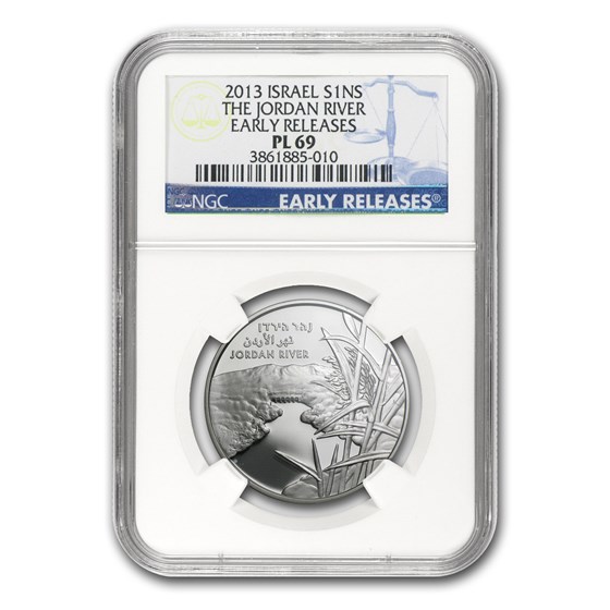 2013 Israel Silver 1 NIS The Jordan River MS-69 NGC (ER) 2013 Israel Silver 1 NIS The Jordan River MS-69 NGC (ER)
