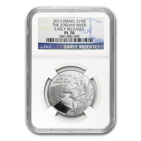 2013 Israel Silver 1 NIS The Jordan River MS-70 NGC (ER) 2013 Israel Silver 1 NIS The Jordan River MS-70 NGC (ER)