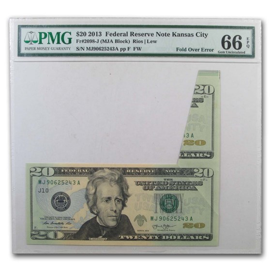 2013 (J-Kansas City) $20 FRN CU-66 EPQ PMG (Butterfly Error) 2013 (J-Kansas City) $20 FRN CU-66 EPQ PMG (Butterfly Error)