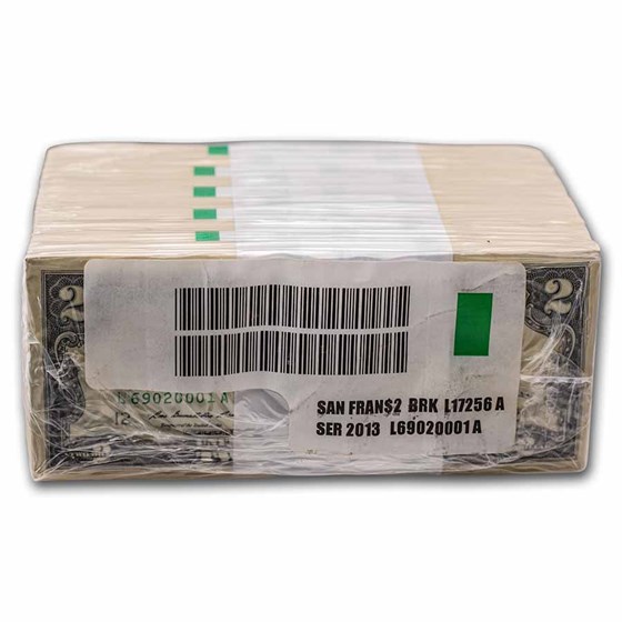 2013 (L-San Francisco) $2.00 FRN CU (Fr#1940-L) 1000 ct Brick 2013 (L-San Francisco) $2.00 FRN CU (Fr#1940-L) 1000 ct Brick
