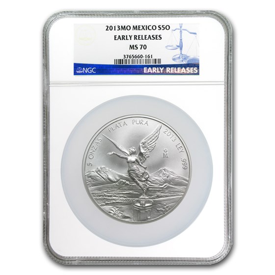 2013 Mexico 5 oz Silver Libertad MS-70 NGC (ER)