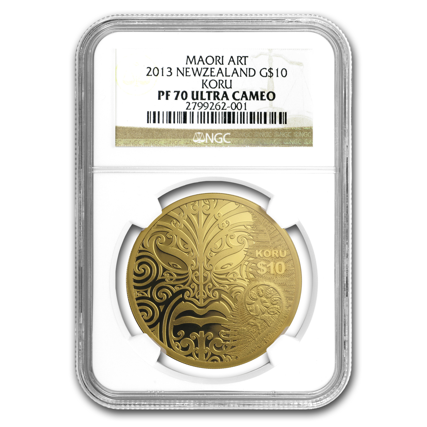 Buy 2013 New Zealand 1 oz Proof Gold $10 Maori Art Koru PF-70 NGC