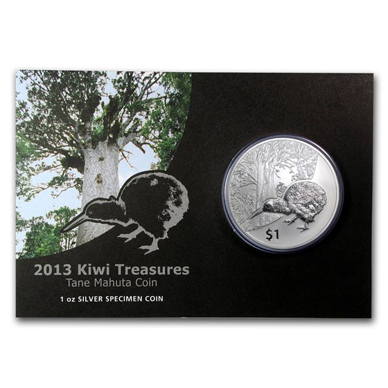 2013 New Zealand 1 oz Silver Treasures $1 Kiwi Specimen