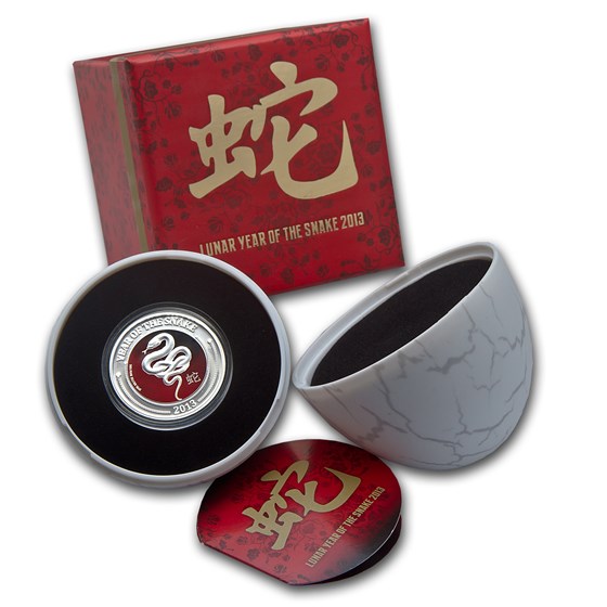 2013 Niue 1/2 oz Silver $2 Lunar Snake (w/Reptile Egg Case) 2013 Niue 1/2 oz Silver $2 Lunar Snake (w/Reptile Egg Case)