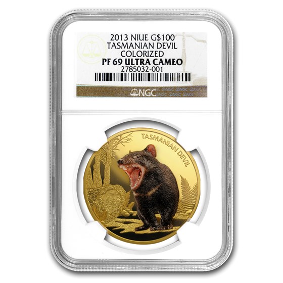 2013 Niue 1 oz Proof Gold Tasmanian Devil PF-69 NGC 2013 Niue 1 oz Proof Gold Tasmanian Devil PF-69 NGC