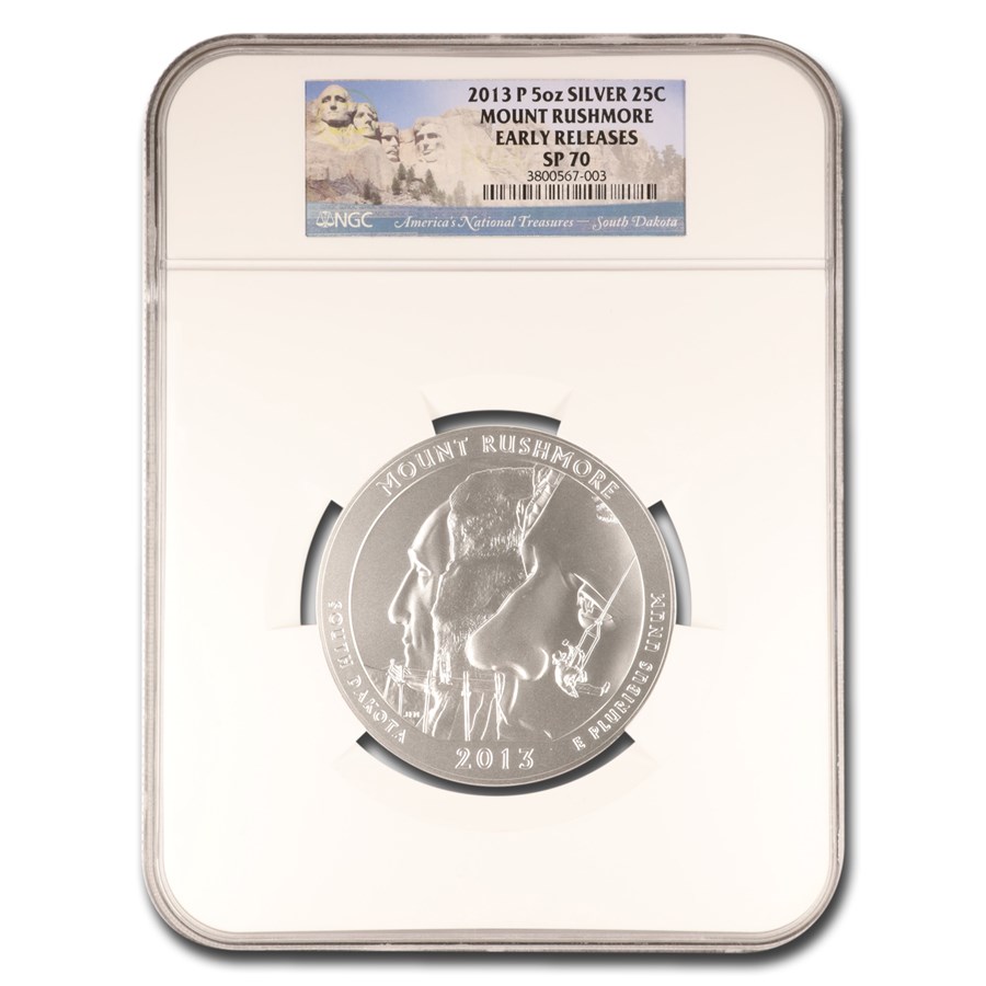 2013-P 5 oz Silver ATB Mount Rushmore SP-70 NGC (Early Release)