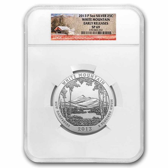 2013-P 5 oz Silver ATB White Mountain SP-69 NGC