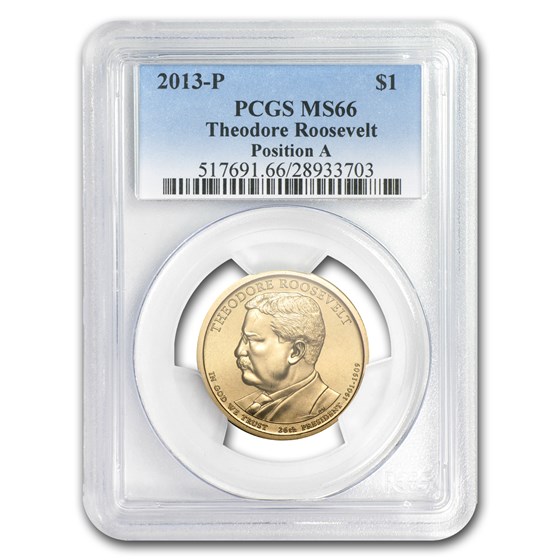 2013-P A Position T. Roosevelt Presidential Dollar MS-66 PCGS 2013-P A Position T. Roosevelt Presidential Dollar MS-66 PCGS