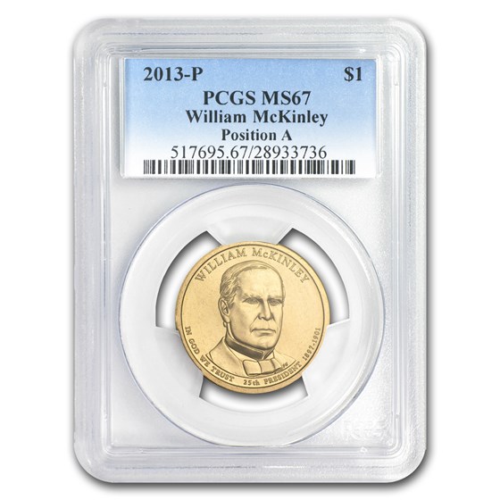 2013-P A Position William McKinley Presidential Dollar MS-67 PCGS 2013-P A Position William McKinley Presidential Dollar MS-67 PCGS