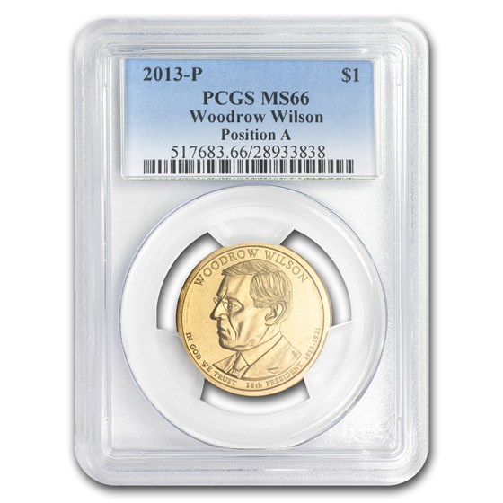 2013-P A Position Woodrow Wilson Presidential Dollar MS-66 PCGS 2013-P A Position Woodrow Wilson Presidential Dollar MS-66 PCGS