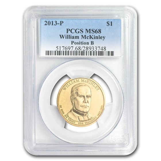2013-P B Position William McKinley Presidential Dollar MS-68 PCGS 2013-P B Position William McKinley Presidential Dollar MS-68 PCGS