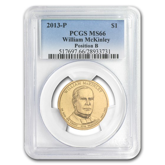 2013-P B Position Wm McKinley Presidential Dollar MS-66 PCGS 2013-P B Position Wm McKinley Presidential Dollar MS-66 PCGS