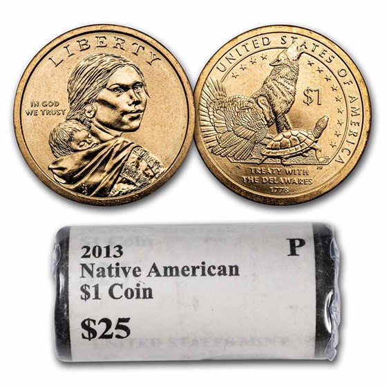 2013-P Native Amer $1 - Treaty with the Delawares (25 Coin Roll) 2013-P Native Amer $1 - Treaty with the Delawares (25 Coin Roll)