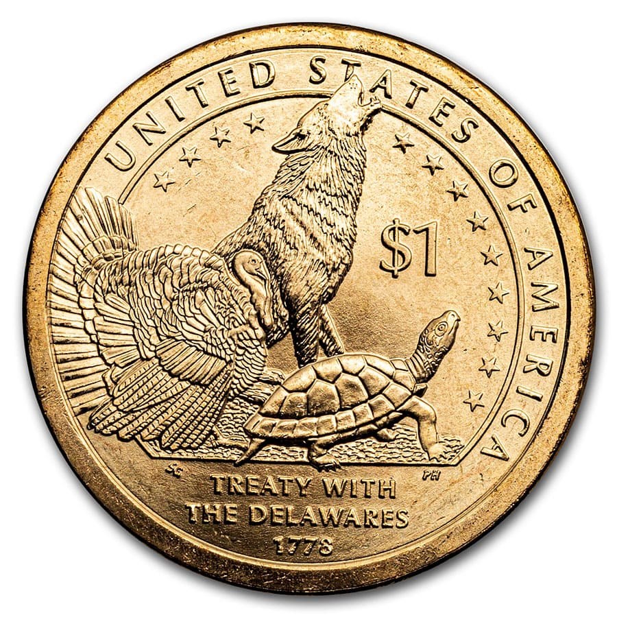 2013-P Native Amer $1 - Treaty with the Delawares BU