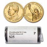 2013-P Theodore Roosevelt 25-Coin Presidential Dollar Roll BU