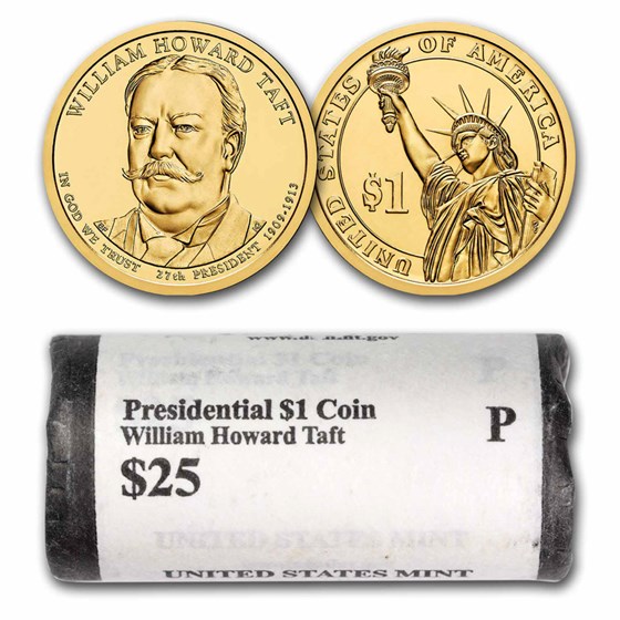 2013-P William Howard Taft 25-Coin Presidential Dollar Roll BU 2013-P William Howard Taft 25-Coin Presidential Dollar Roll BU