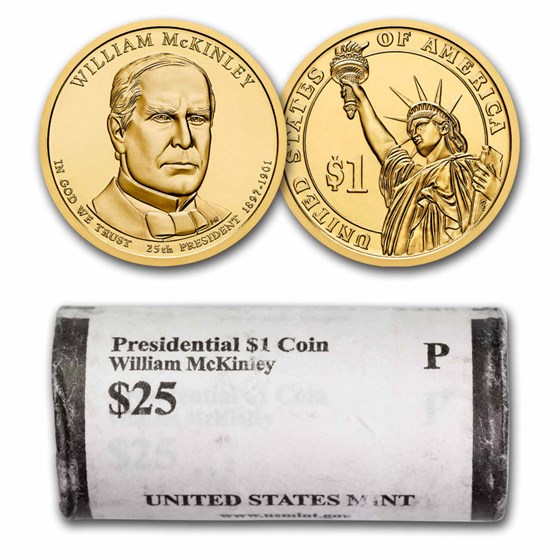 2013-P William McKinley 25-Coin Presidential Dollar Roll BU 2013-P William McKinley 25-Coin Presidential Dollar Roll BU